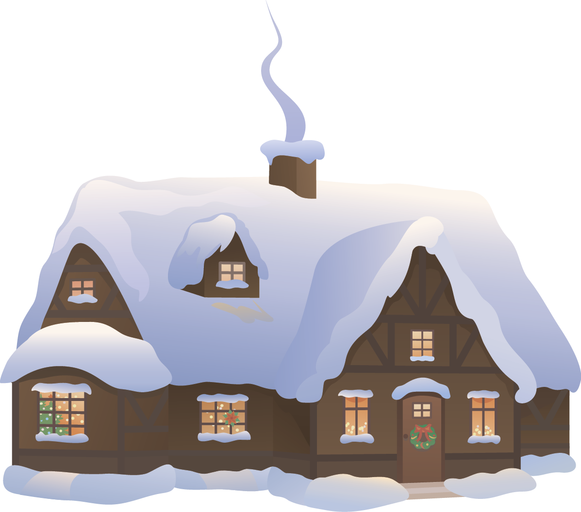 Новогодний домик на белом фоне