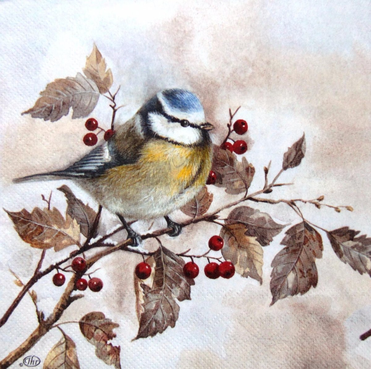 Синичка акварелью