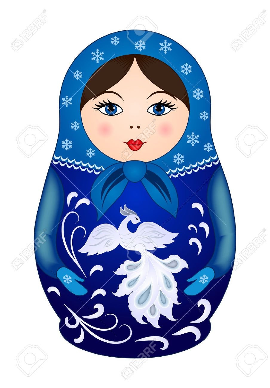 Матрешка синего цвета для детей