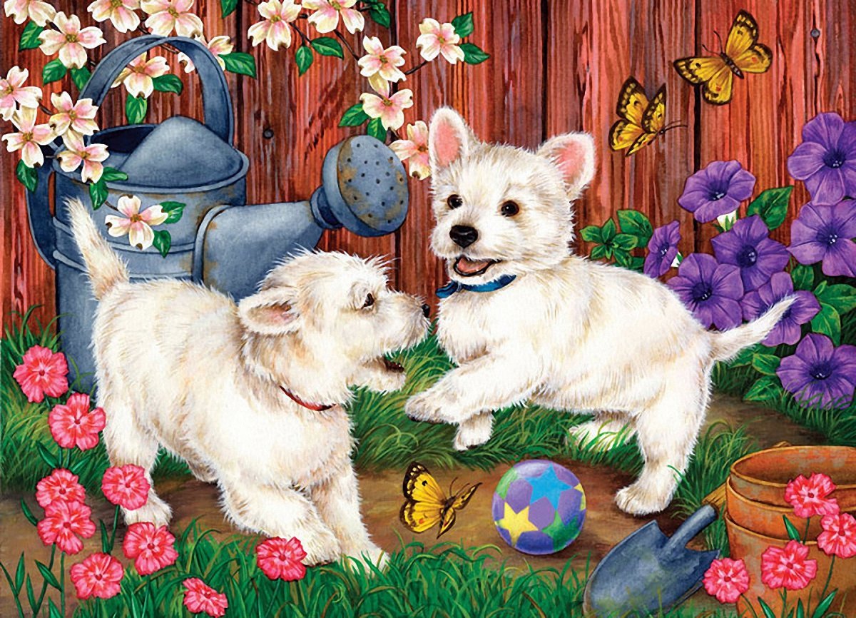 Собаки много живопись