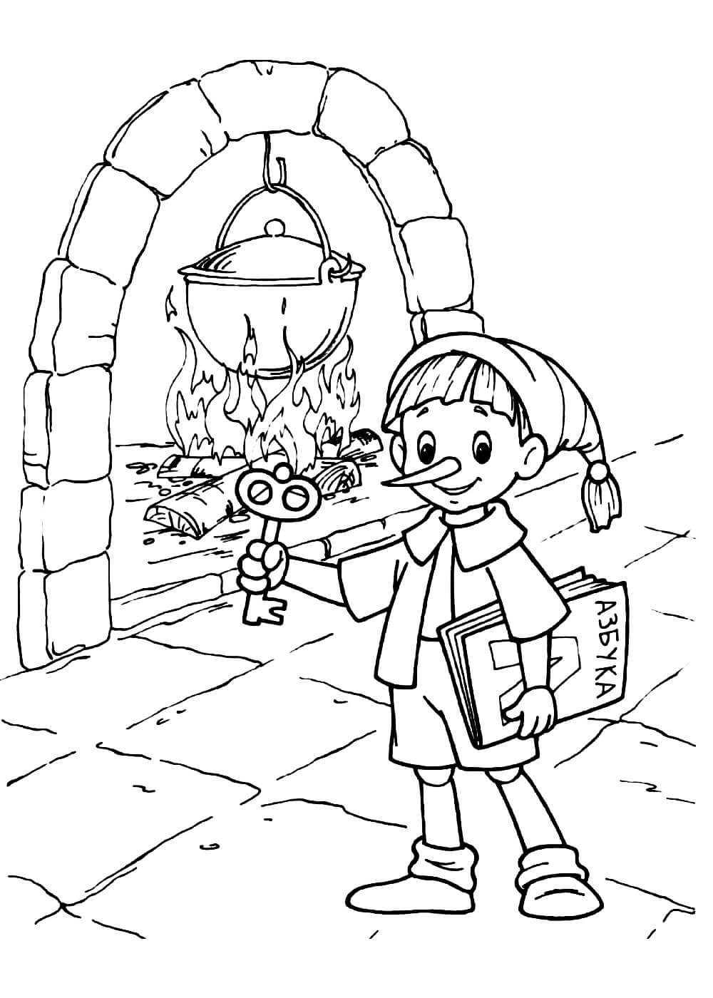 Раскраска Буратино и папа Карло