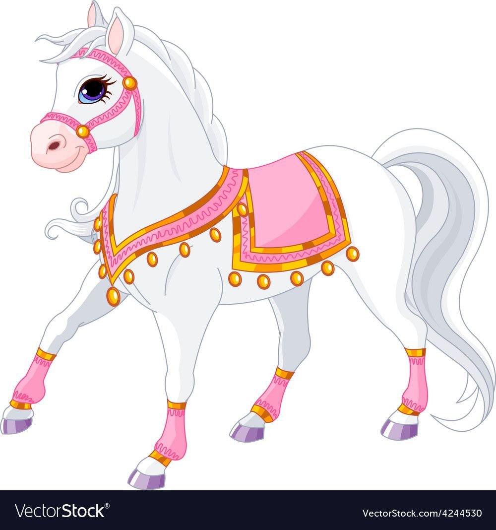 Лошадка мультяшная на белом фоне