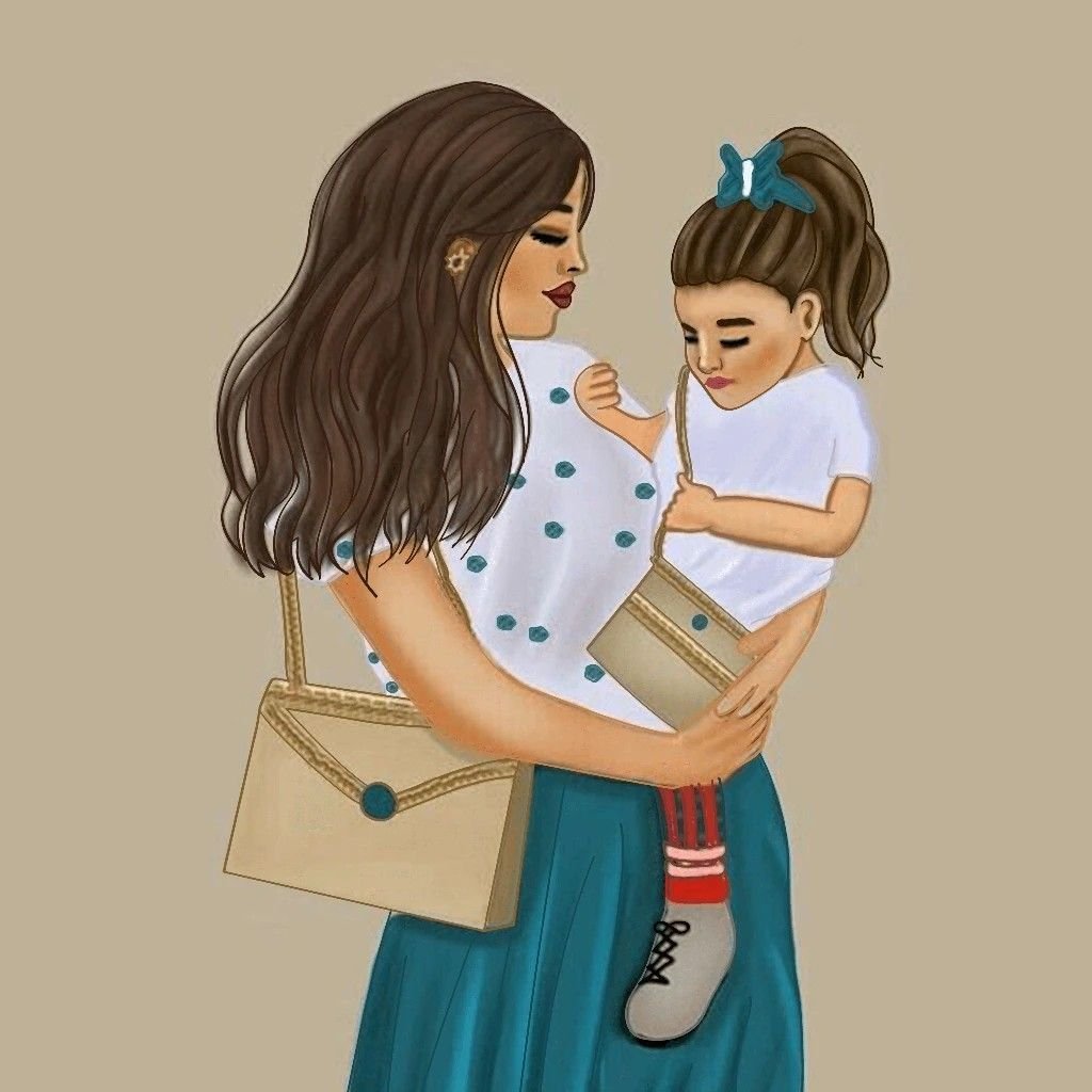 Мама с дочкой иллюстрация