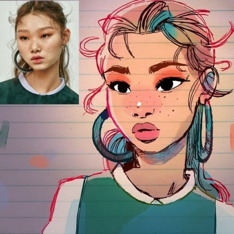 Художник toonimated портреты в стиле аниме