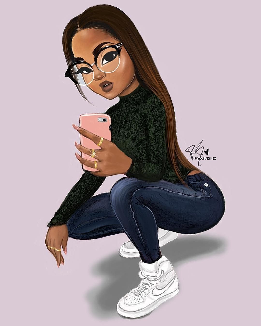 Мультяшная современная девушка