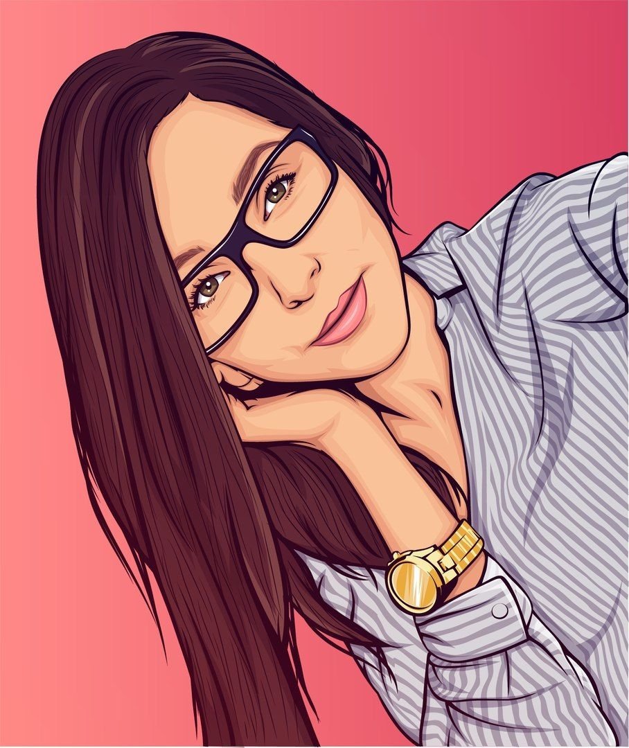 Мультяшная брюнетка в очках