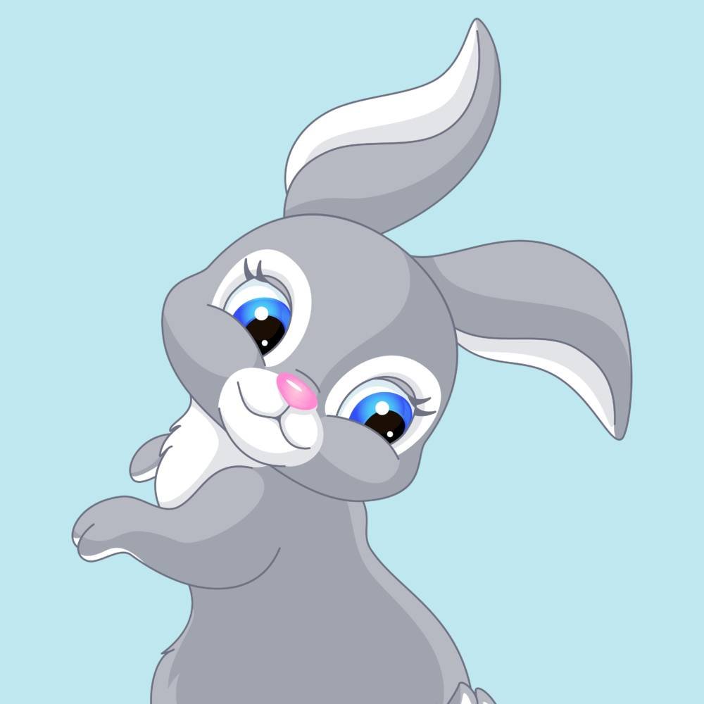 Заяц на белом фоне мультяшный