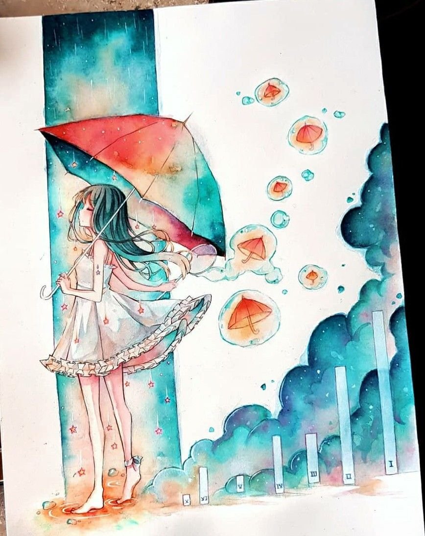 Рисунки в скетчбук акварелью