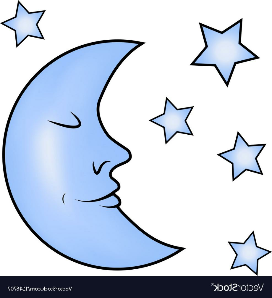 Луна мультяшная с звездами