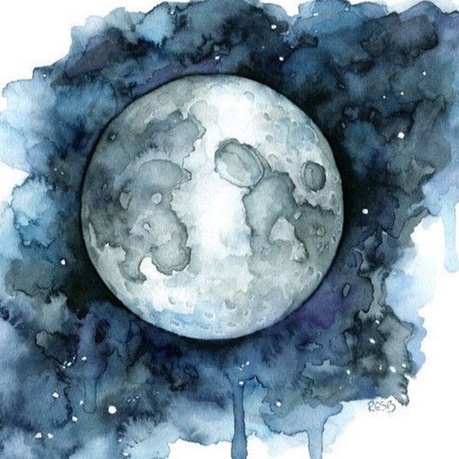 Луна красками