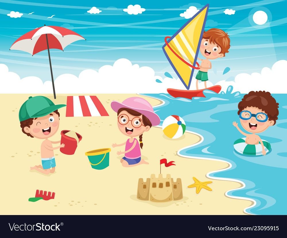 Пляж рисунок для детей