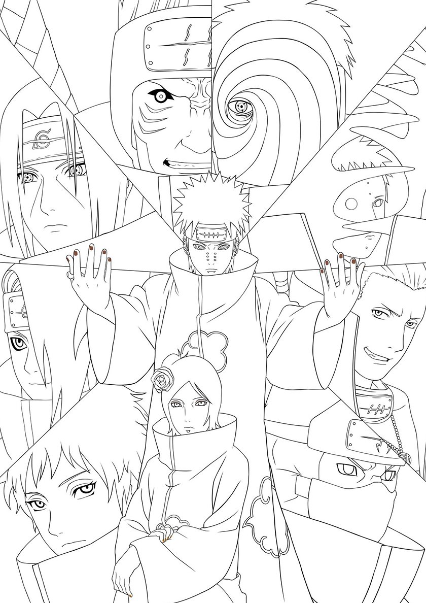 Картинки для раскрашивания аниме наруто
