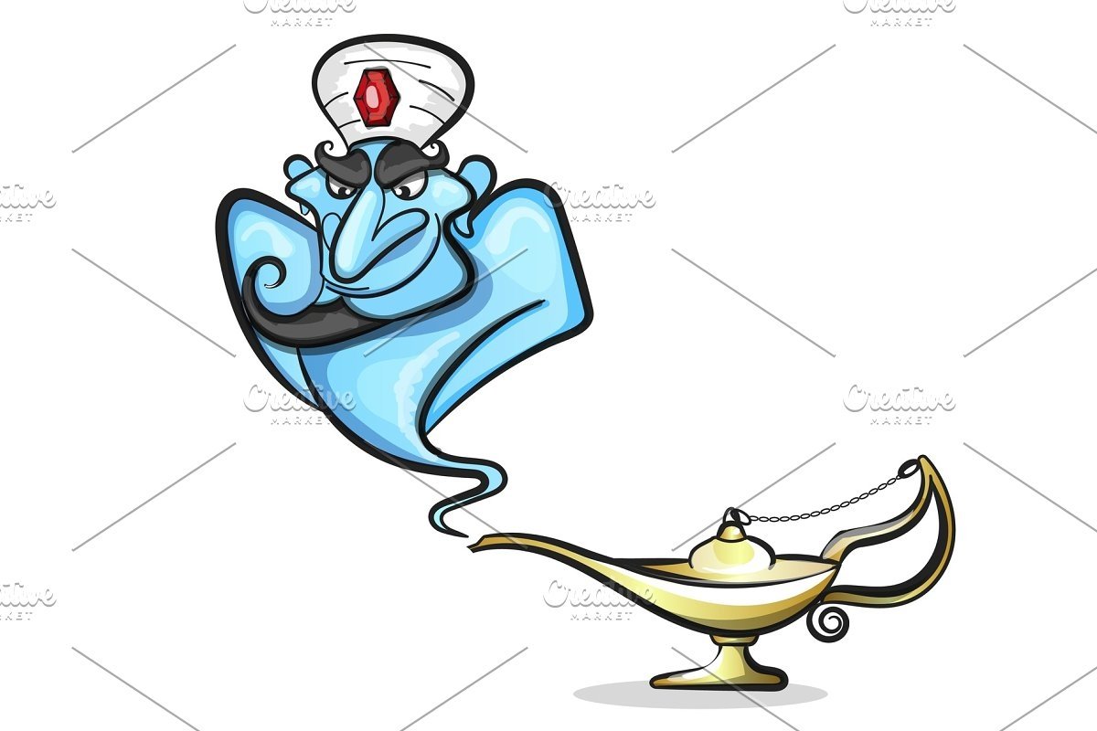 Джин вылетает из лампы Алладина