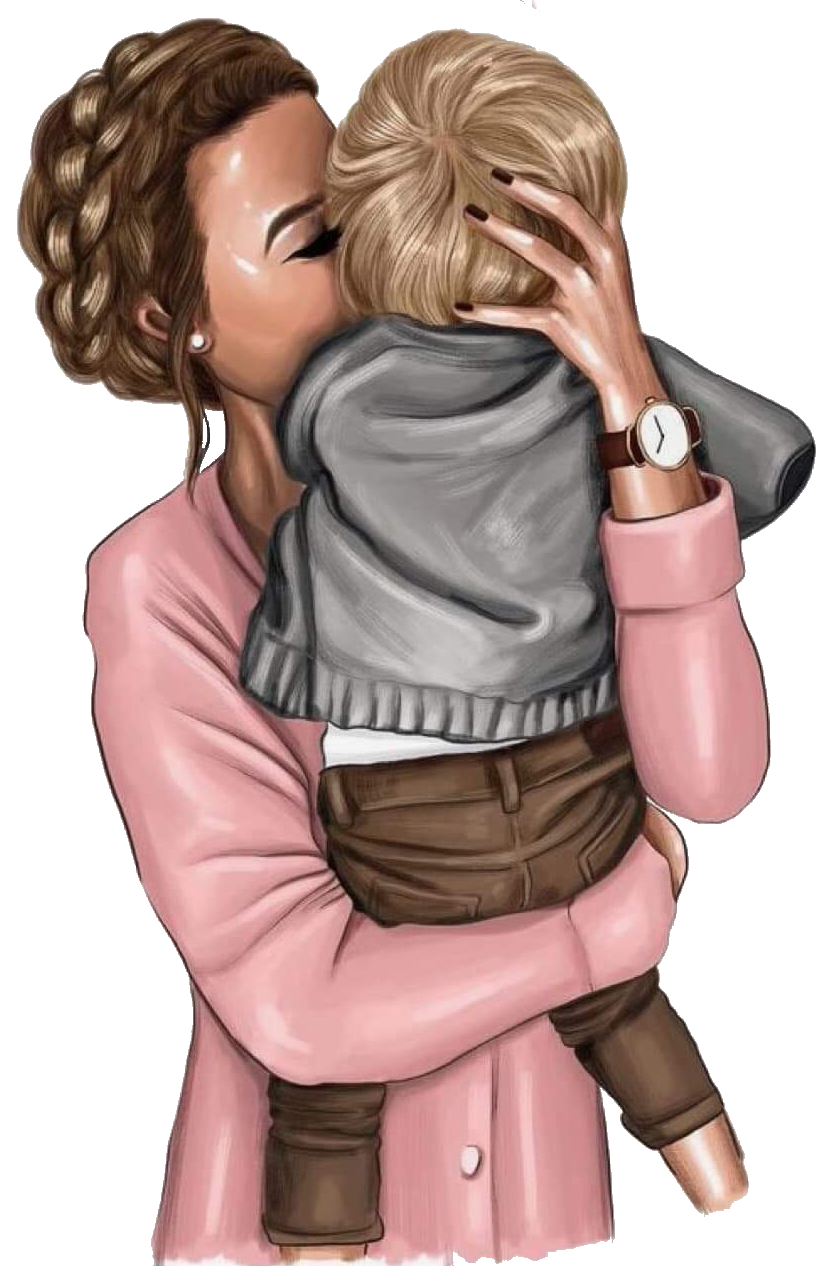 Модные иллюстрации мама и дети