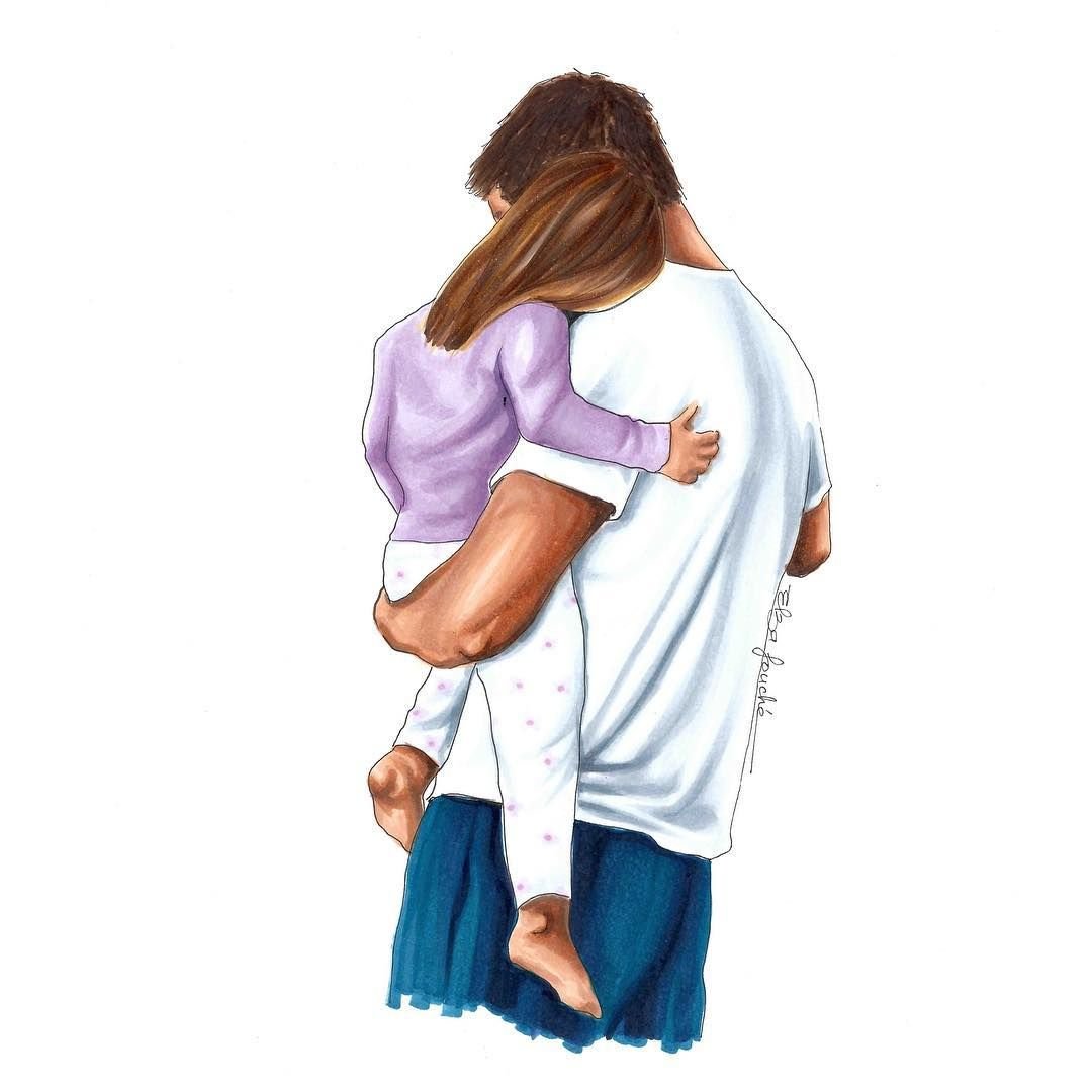 Модные иллюстрации папа и дочь