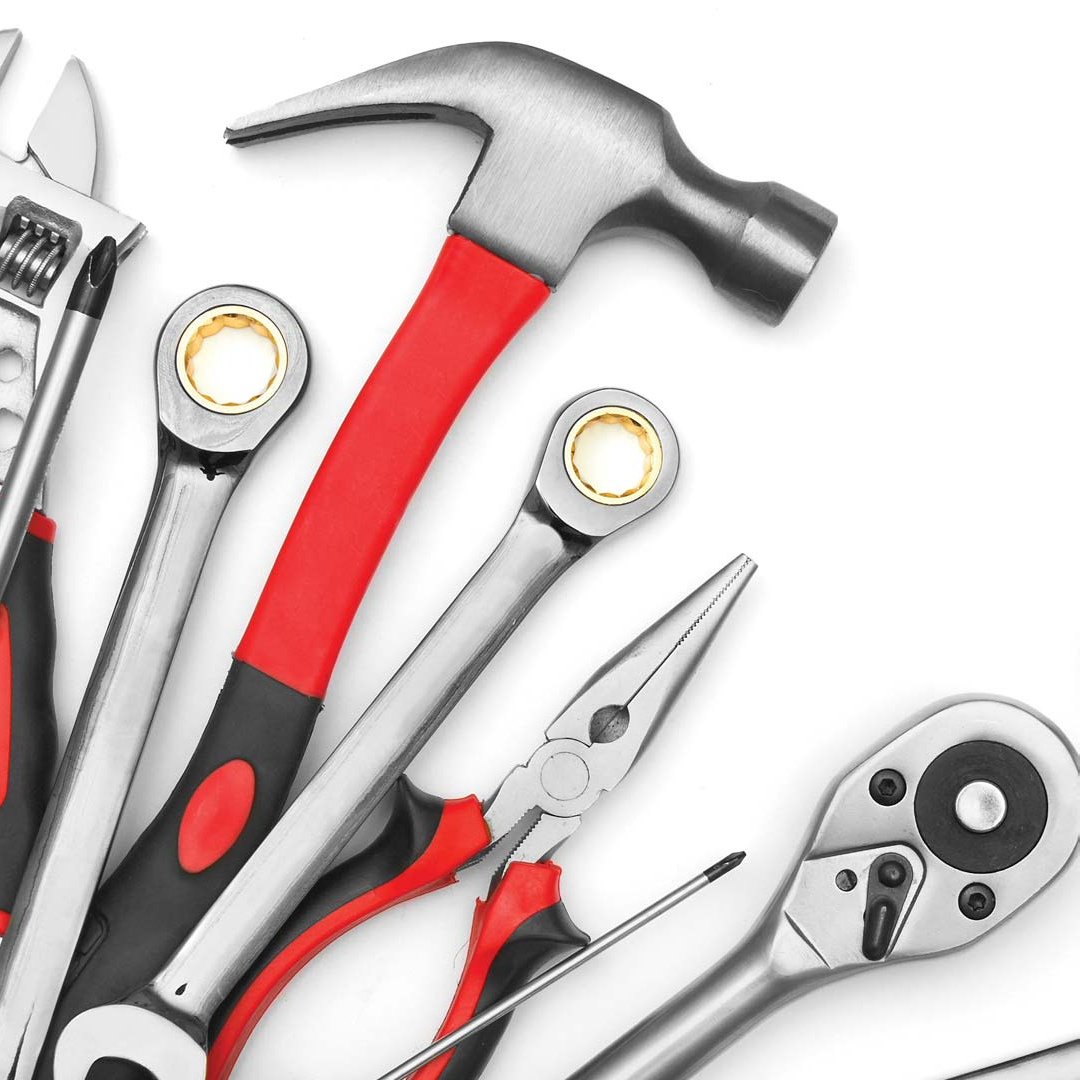 Строительные инструменты на прозрачном фоне