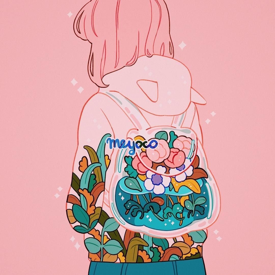 Стич на розовом фоне