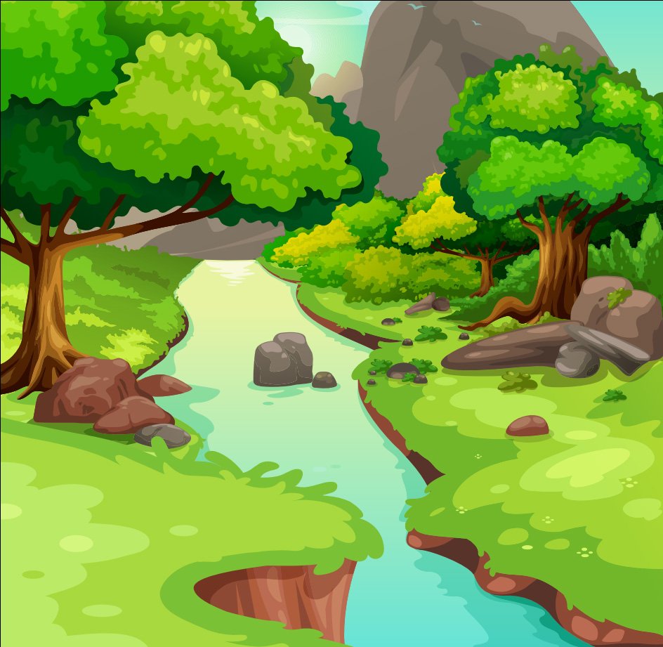 Лес река вектор