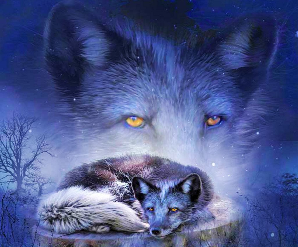 Снежный волк вышивка