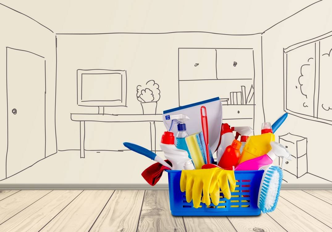Уборка в комнате иллюстрация