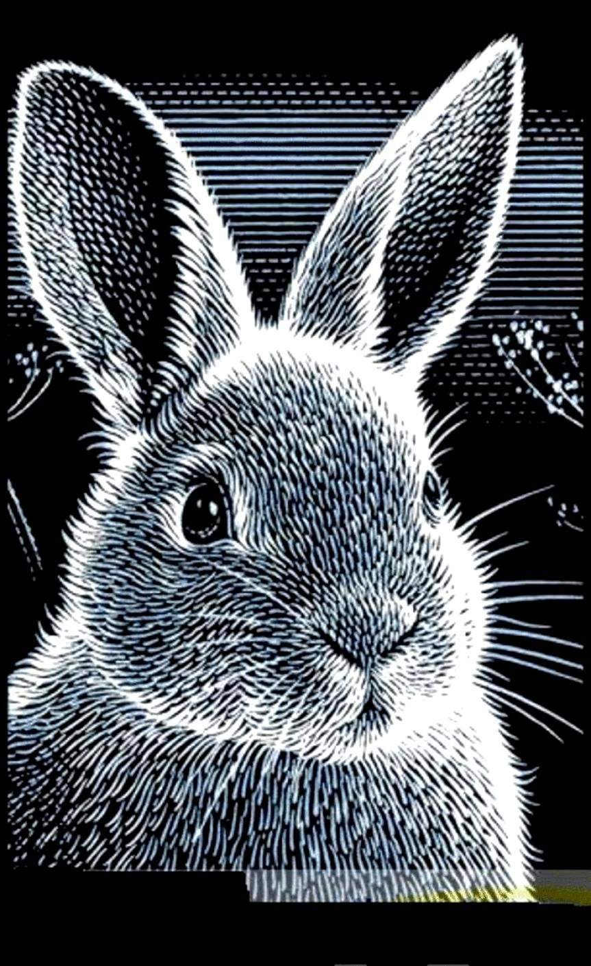 Тату кролик в цветах