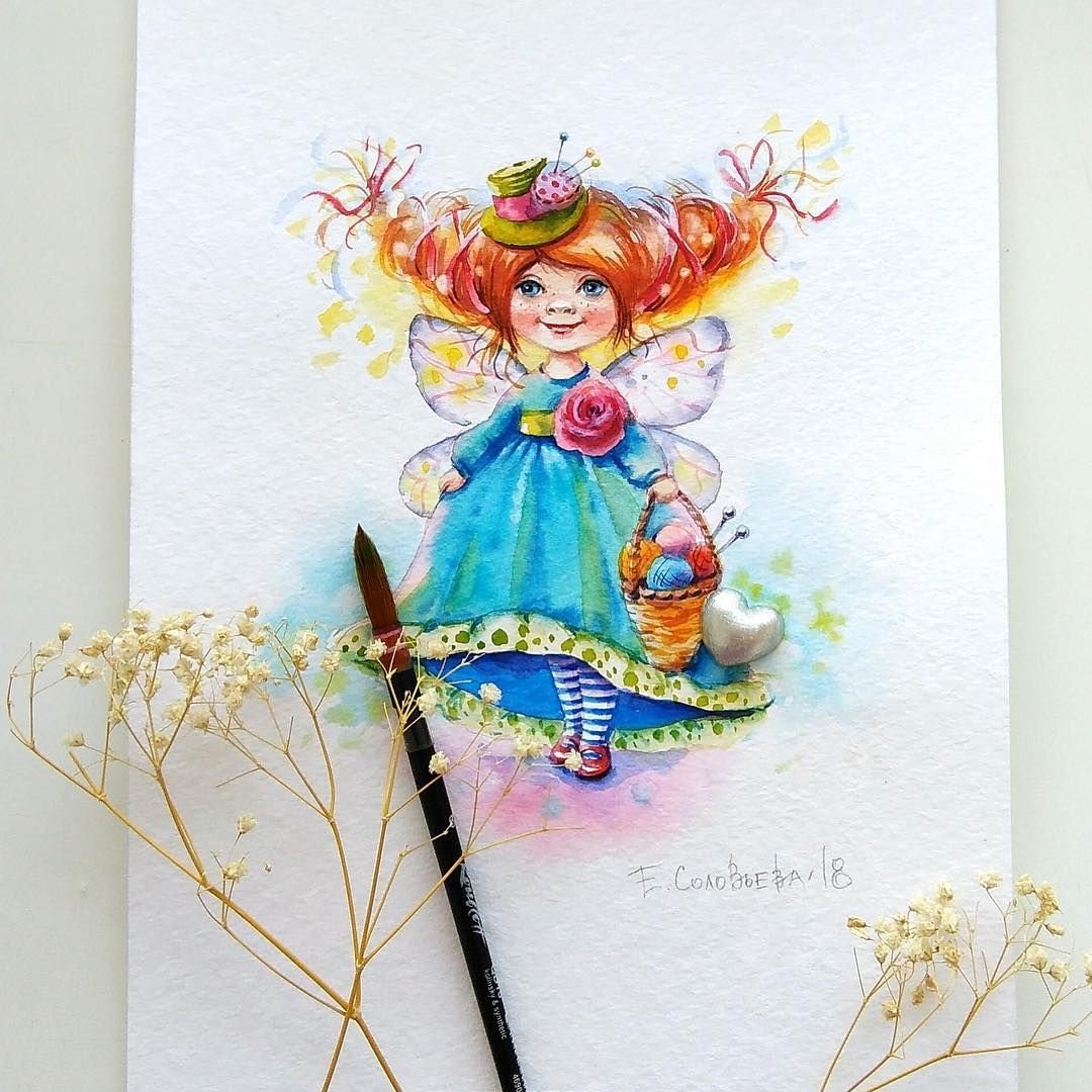 Акварельные иллюстрации рукодельница