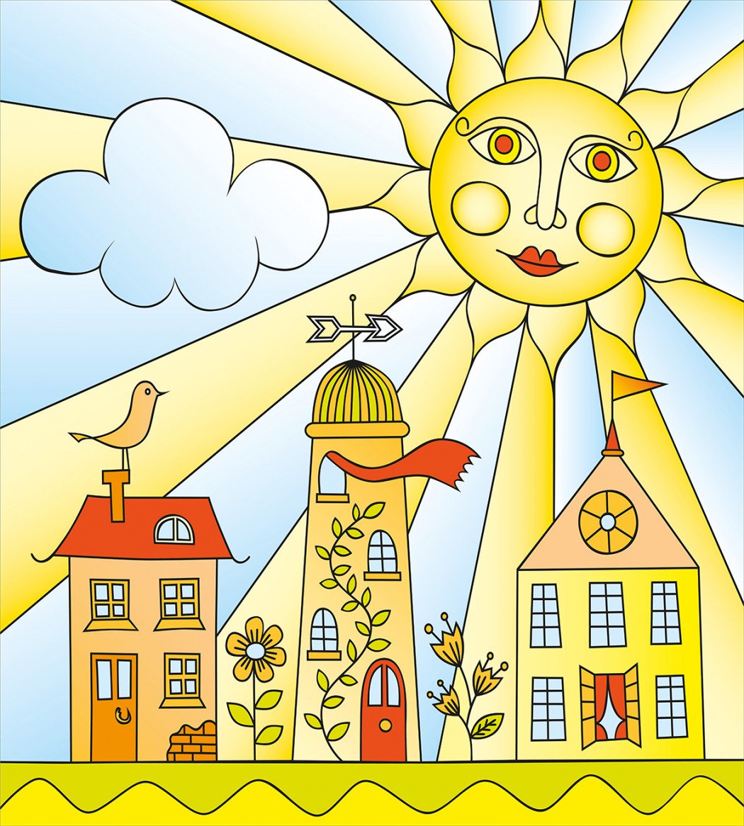 Домик с изображением солнца