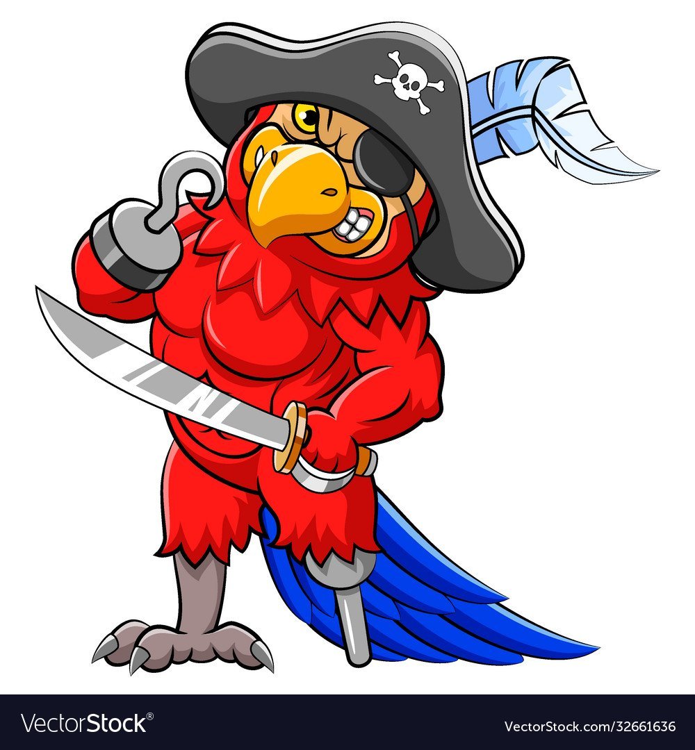 Пират с попугаем на плече