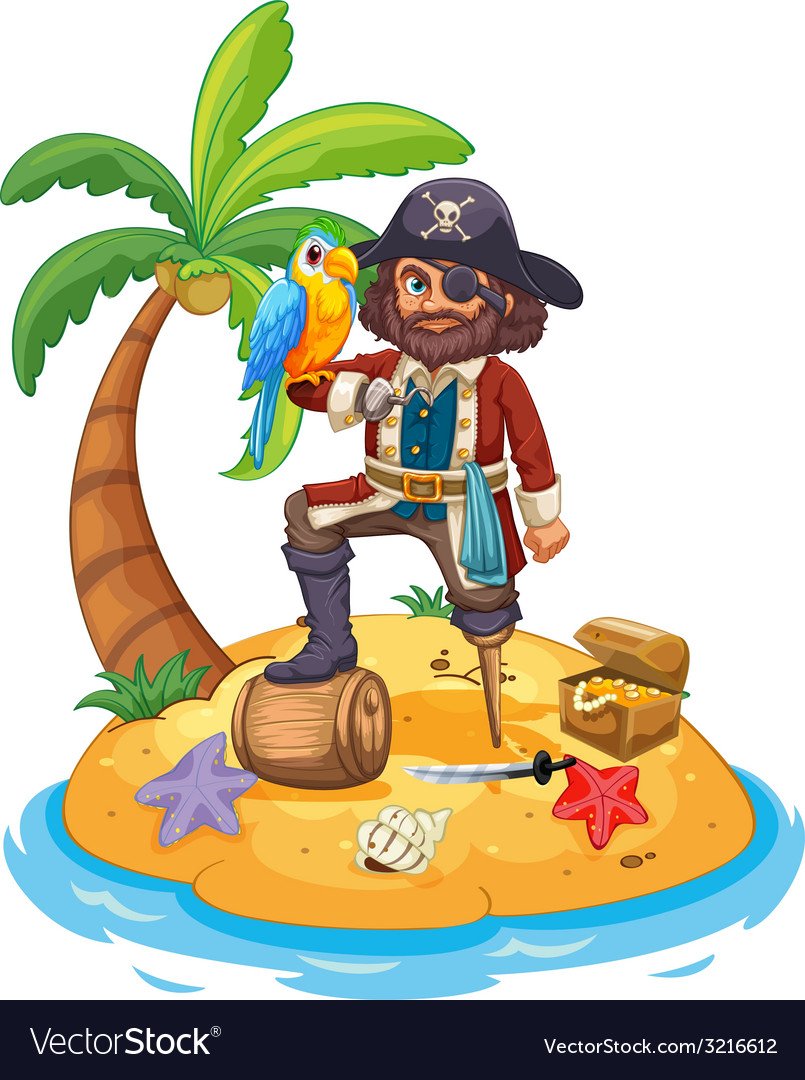 Мультяшные пираты на острове