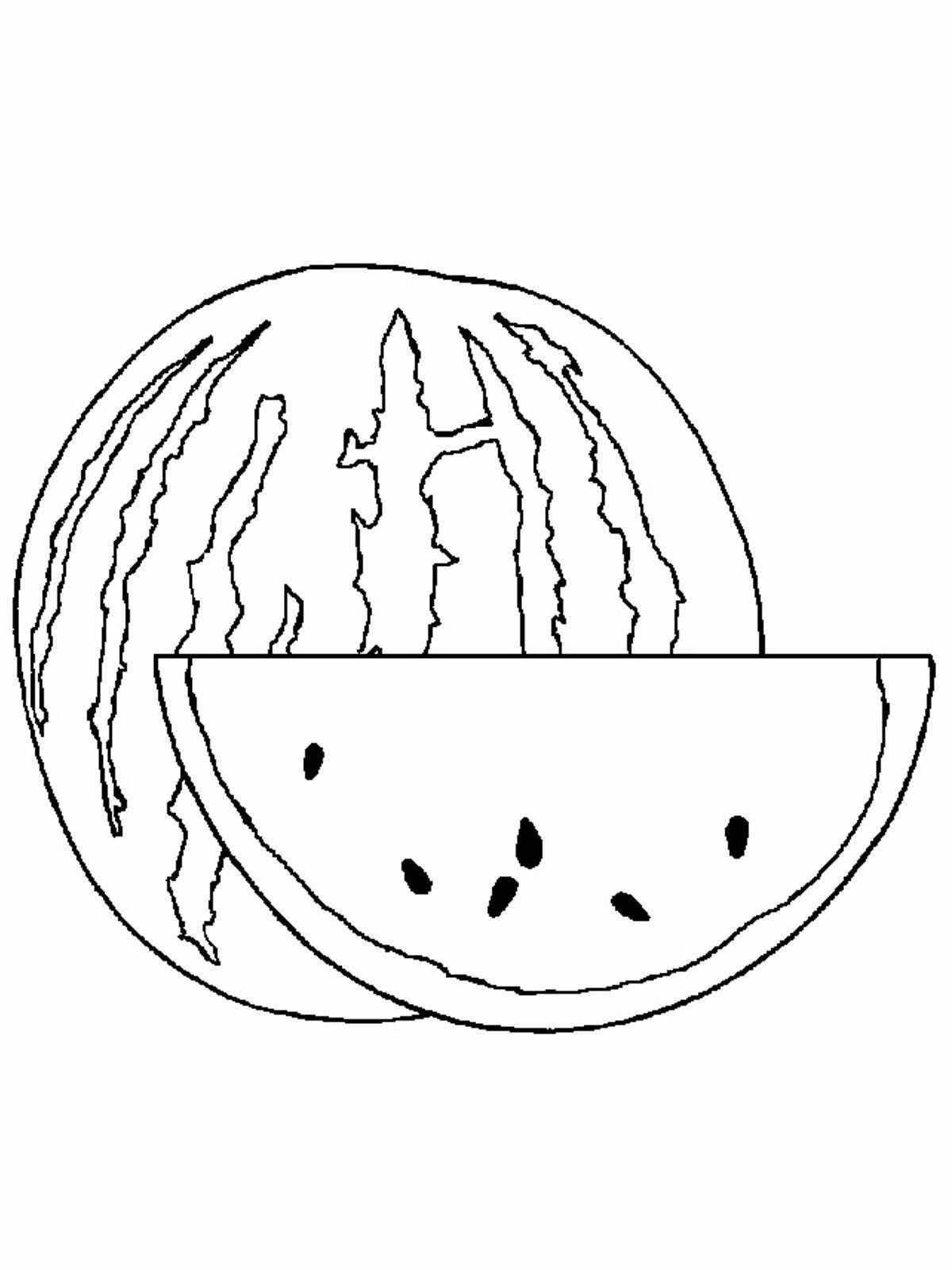 Арбуз и дыня раскраска для детей