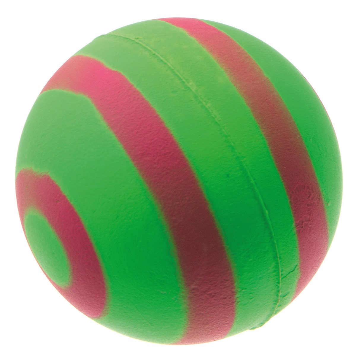 Мяч зеленый с красными полосами ,неон 63мм
