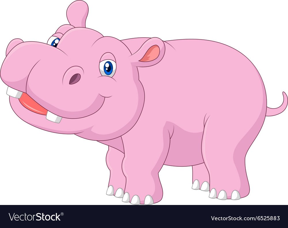 Розовый Бегемотик на белом фоне