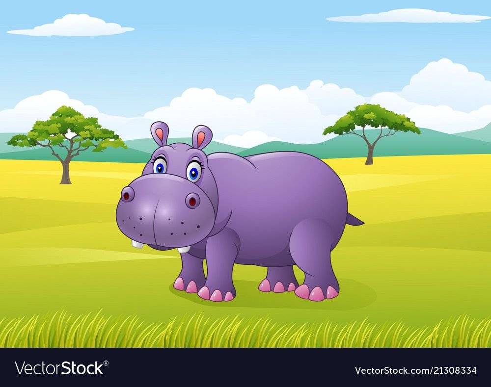 Бегемот для детей цветные