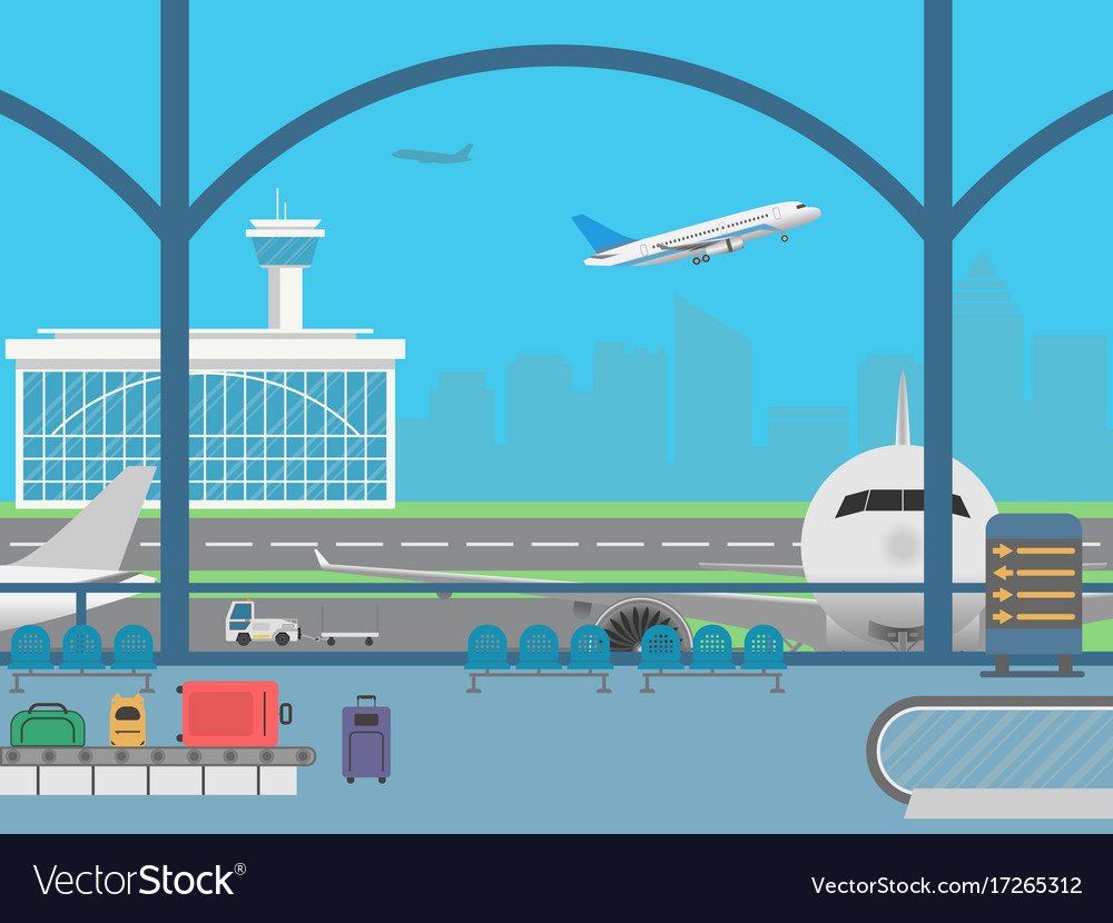 Мультяшный терминал аэропорта