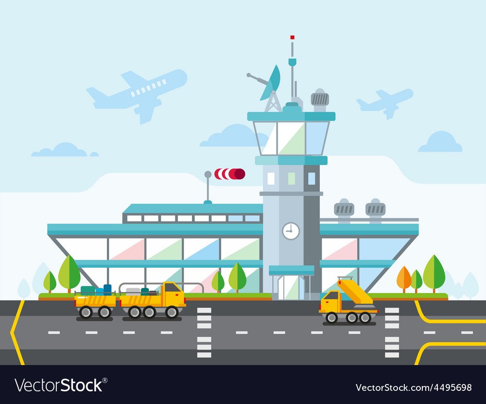 Дети в аэропорту вектор