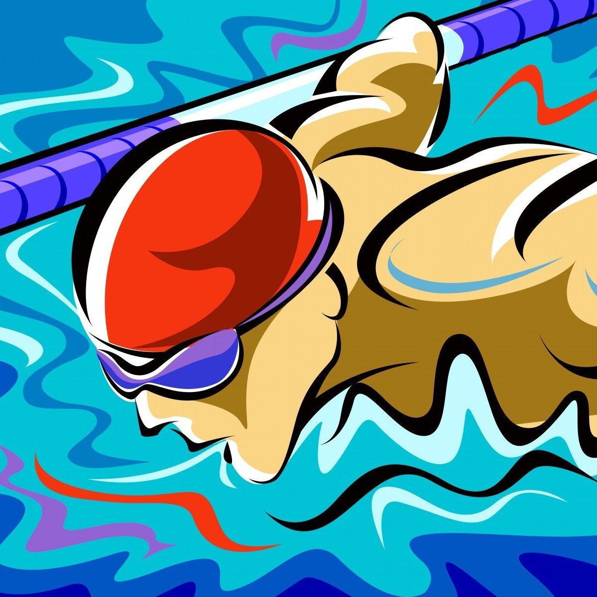 Пловец Баттерфляй силуэт вектор