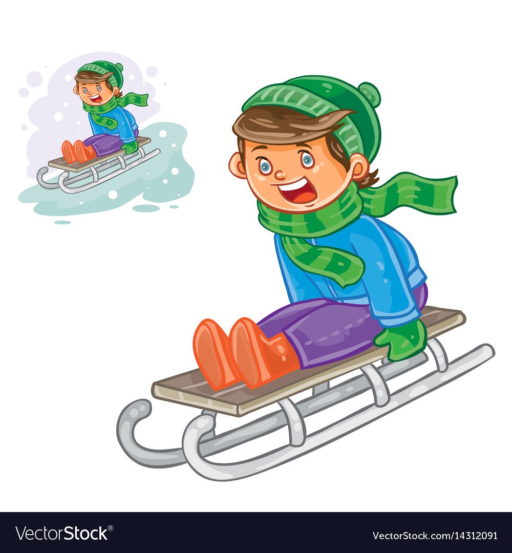 Мальчик катается на санках