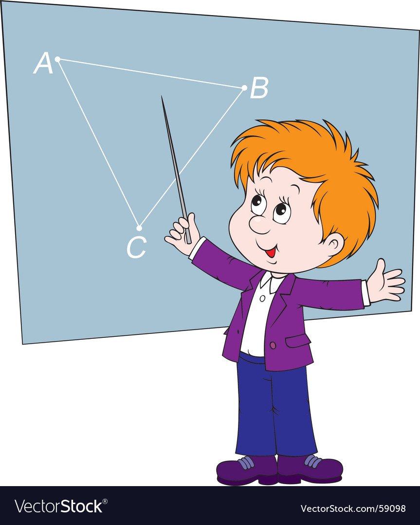 Ученик у доски на прозрачном фоне