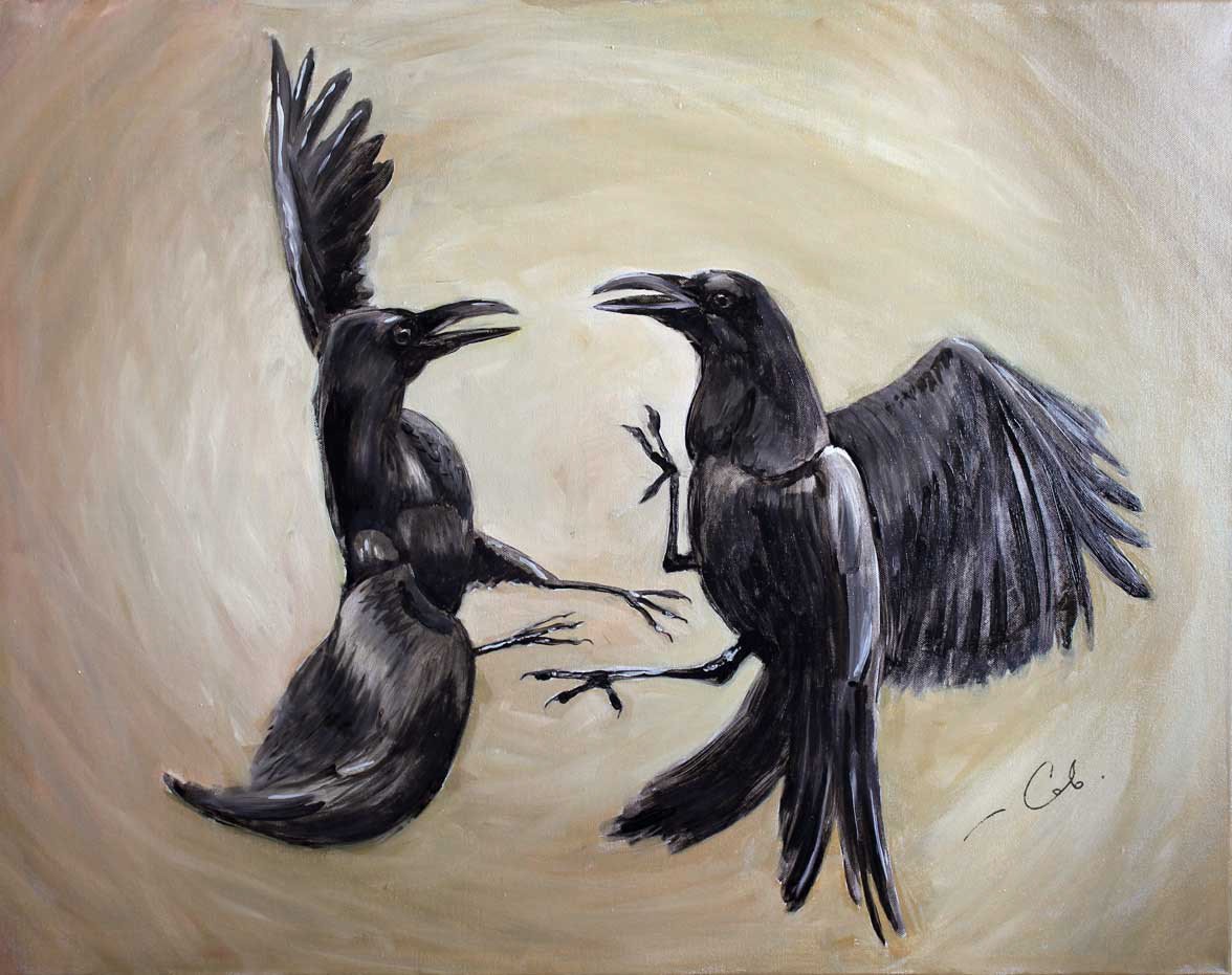 Птица романс. Ворона живопись. Два ворона. Две вороны. Вороны в живописи.