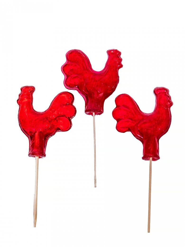 Карамель фигурная на палочке "петушок из Тулы" 10гр*80шт*5 банок.
