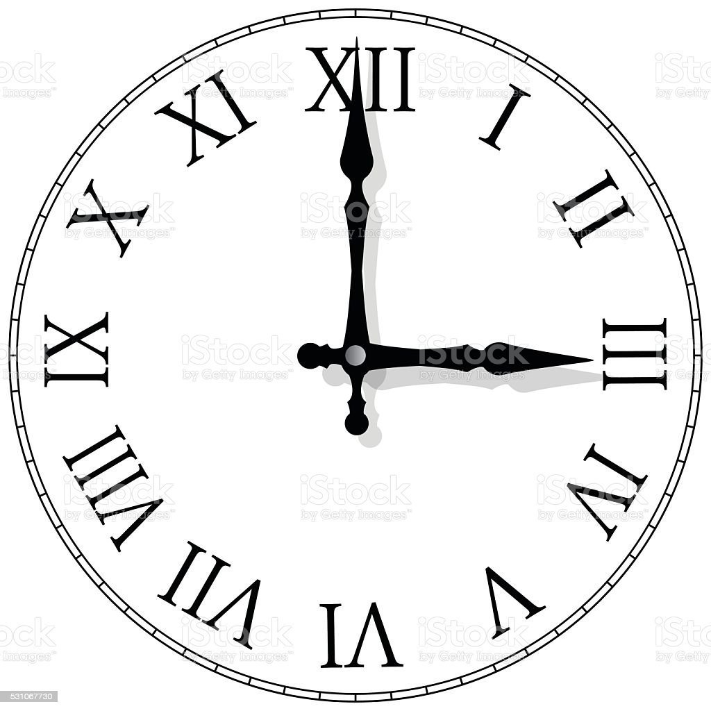 Рисунок часов с римскими цифрами