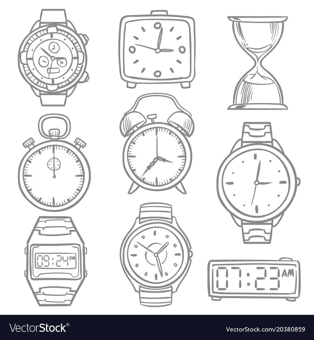 Поэтапное рисование часов