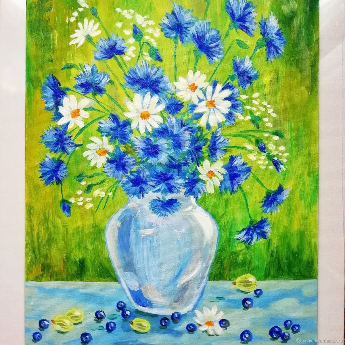 Васильки красками