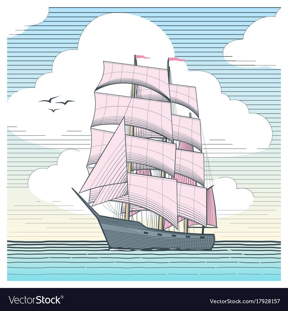 Парусник раскраска для детей