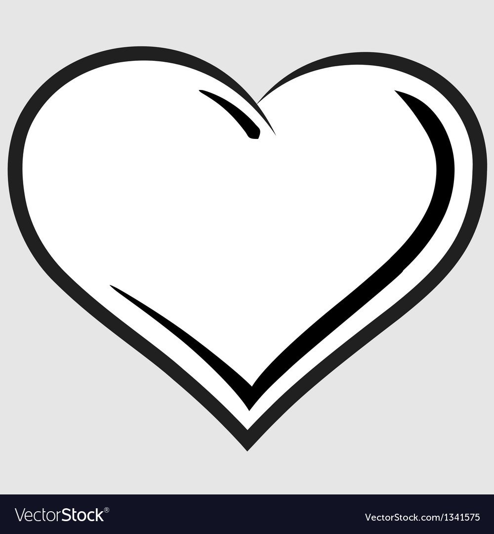 Сердечко белое с черным контуром