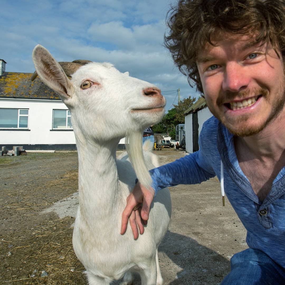 Аллан Диксон селфи с животными