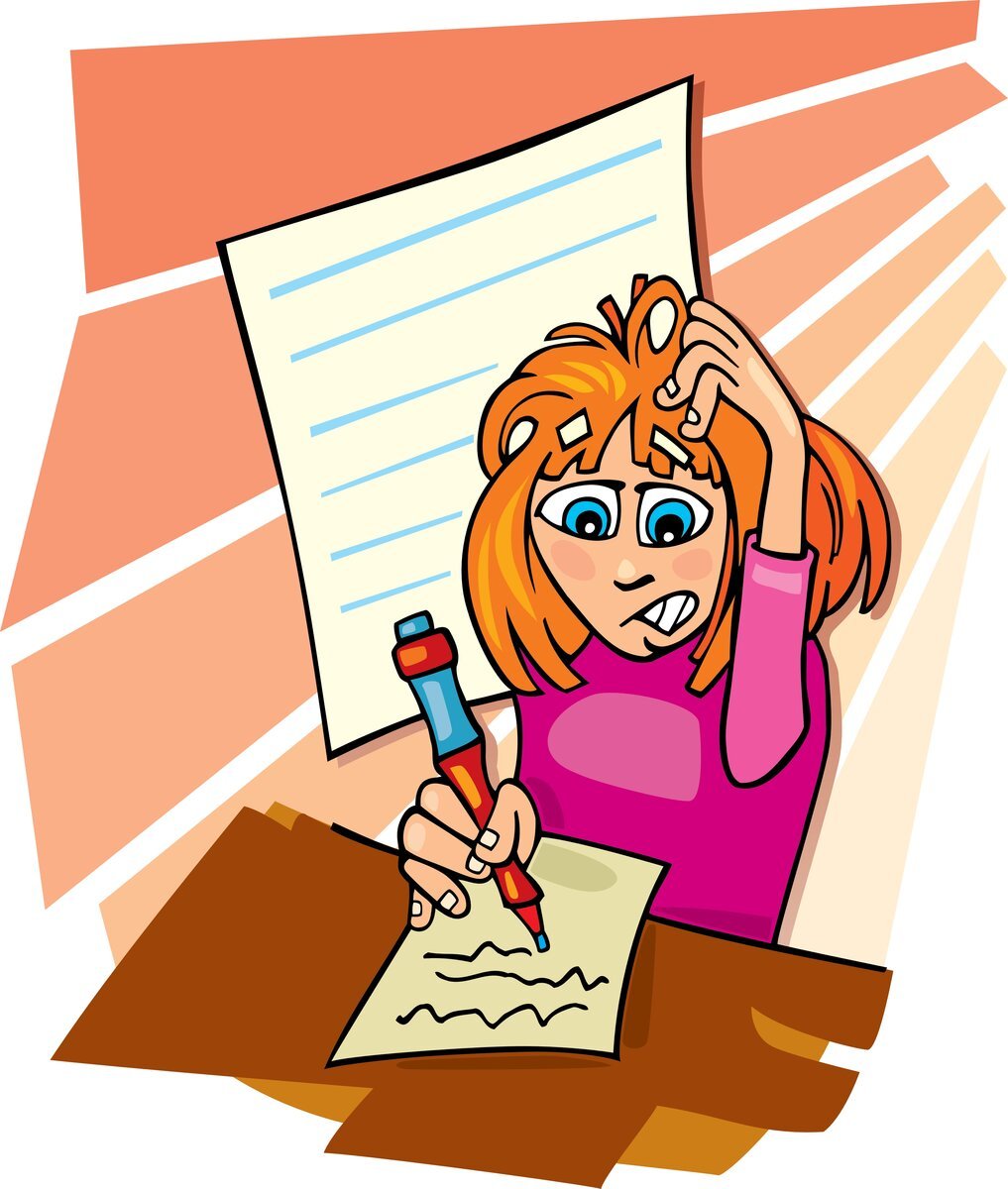 Мультяшный студент на экзамене