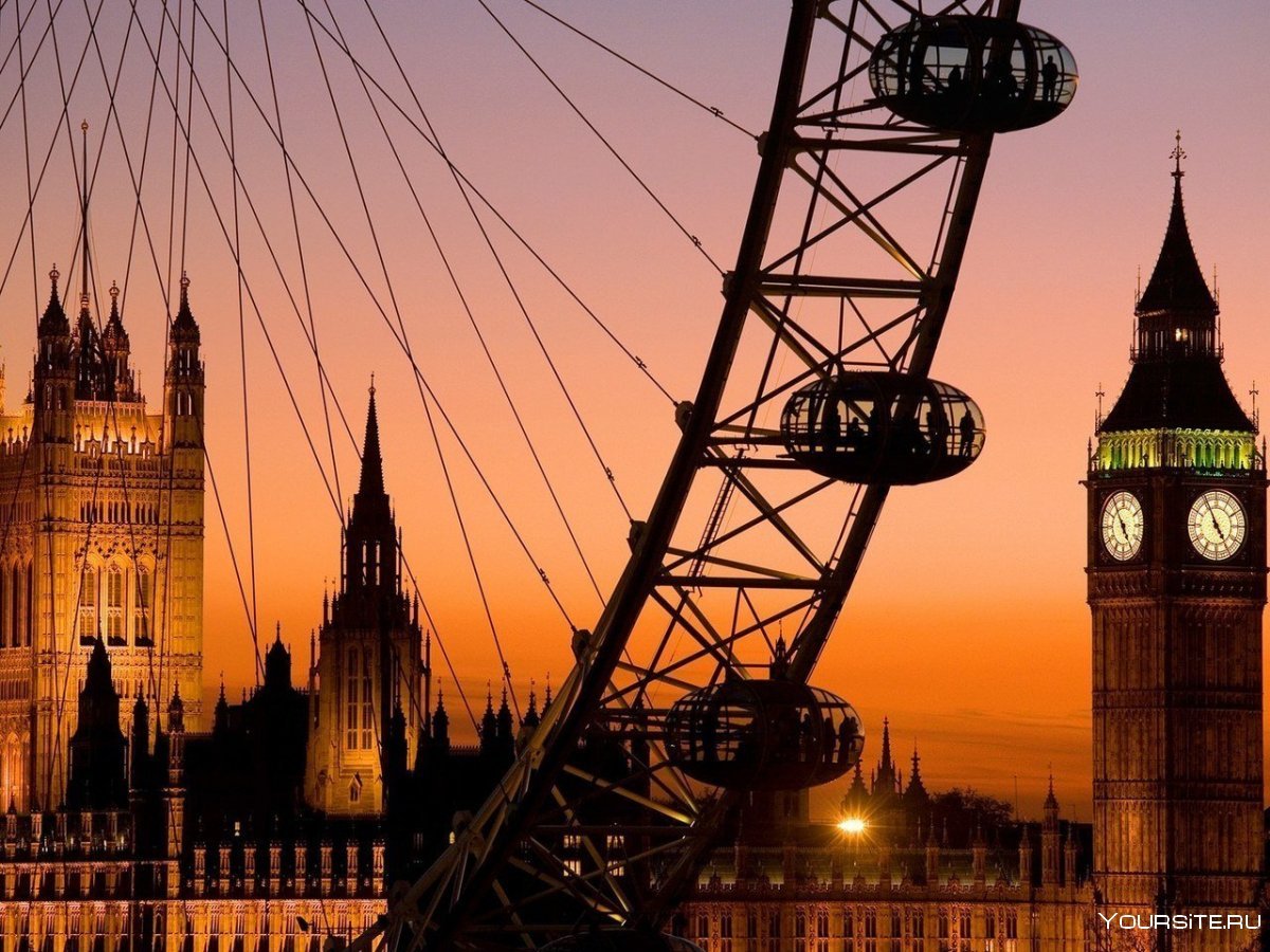 Биг Бен и колесо обозрения в Лондоне