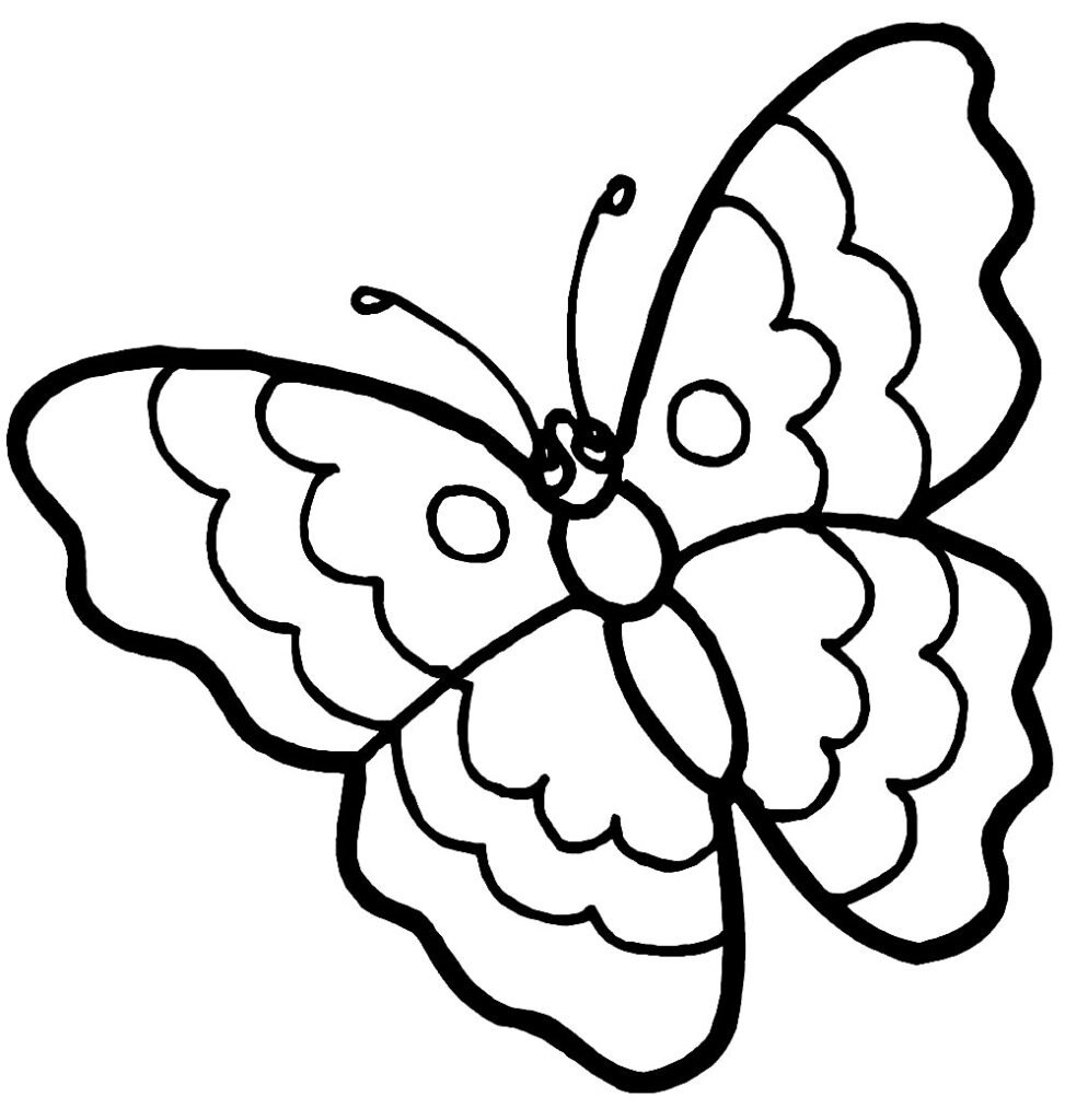 Раскраска бабочка с сердечками