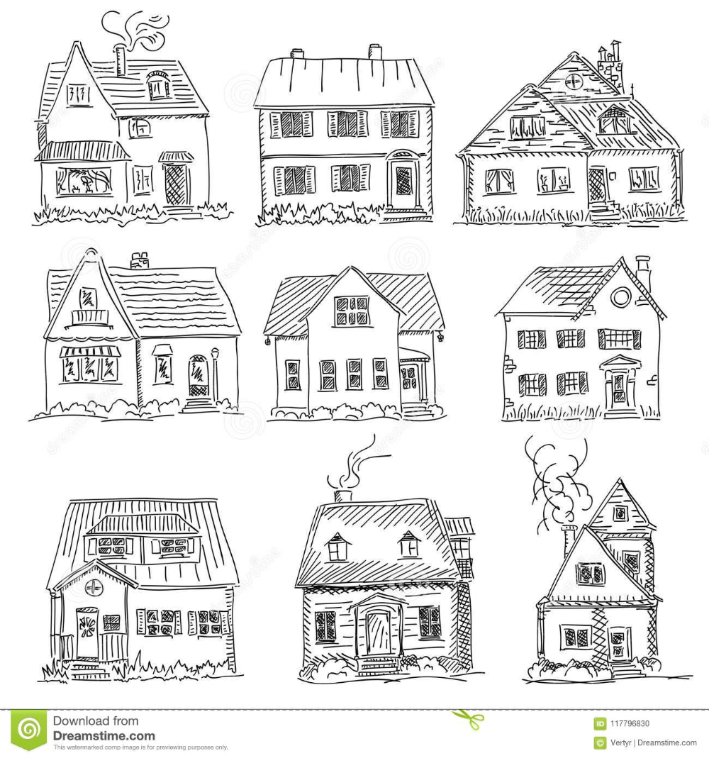 Рисунки домиков для печати